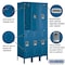 Salsbury Industries Wardrobe Locker, 36 in W, 18 in D, 78 in H, (3) Wide, (6) Openings, Blue 62368BL-U - alternate 4